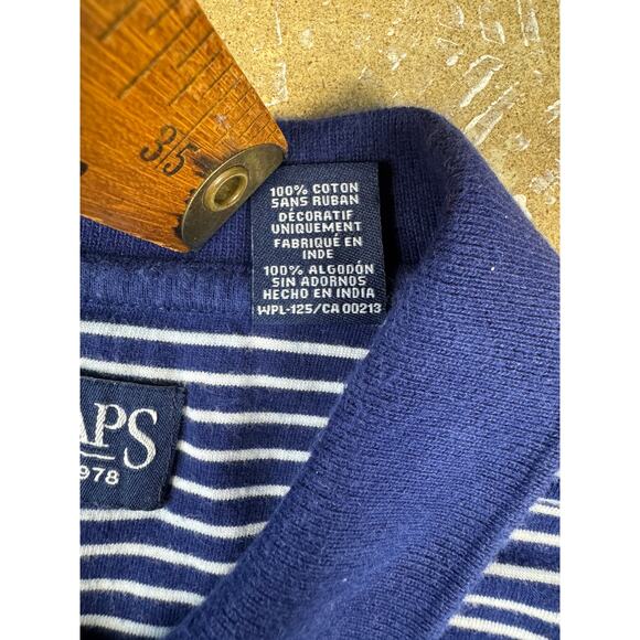 Chaps Polo Shirt Men’s Medium Navy White Striped Short Sleeve Classic Fit - Picture 5 of 10